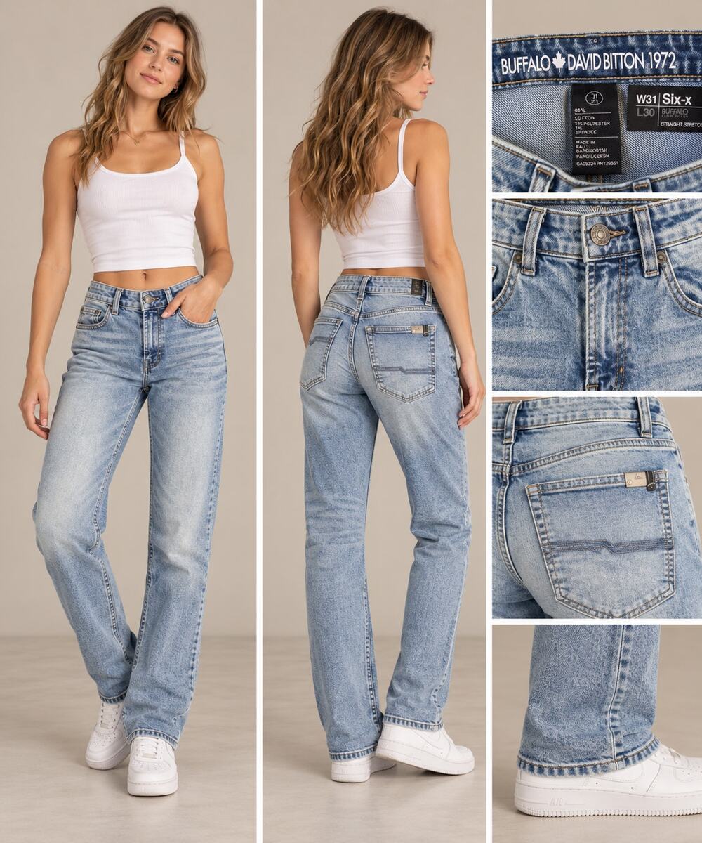 Buffalo David Bitton Six-X Jeans Men 31x30 Straight Stretch Light Wash NWT $109